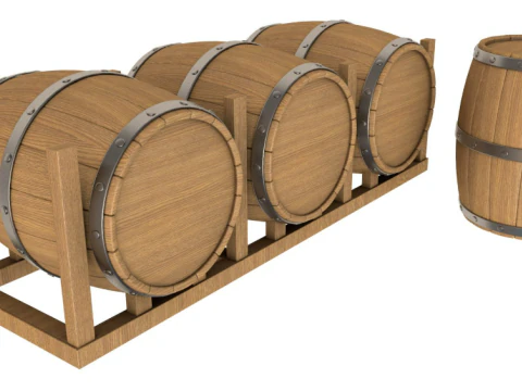 Wooden Barrel collection 3D Model