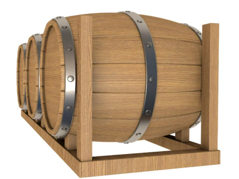 Wooden Barrel collection 3D Model