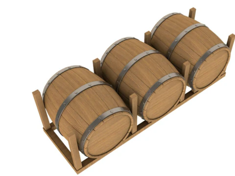 Wooden Barrel collection 3D Model