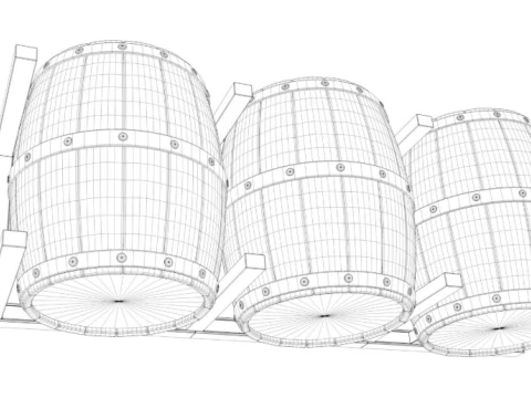 Wooden Barrel collection 3D Model