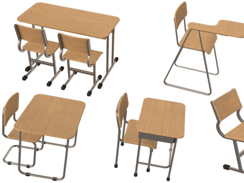 School Desk collection Modelo 3D