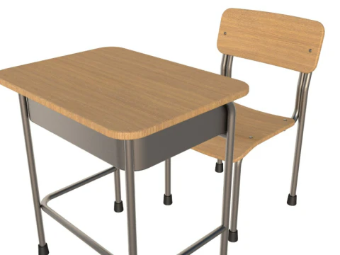 School Desk collection 3D Model