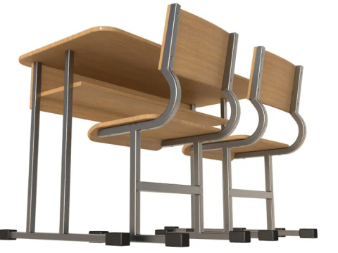 School Desk collection 3D Model