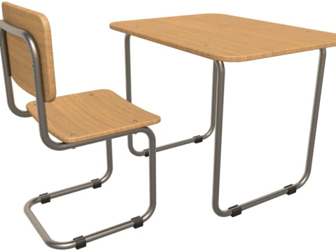 School Desk collection 3D Model