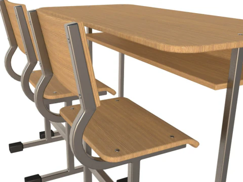 School Desk collection 3D Model