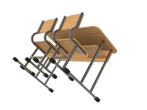 School Desk collection 3D Model