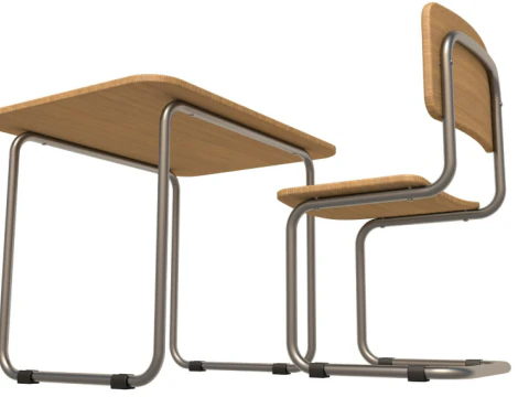 School Desk collection 3D Model