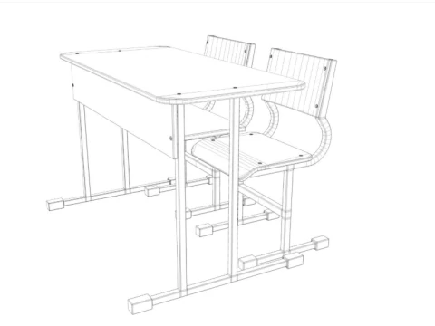 School Desk collection 3D Model