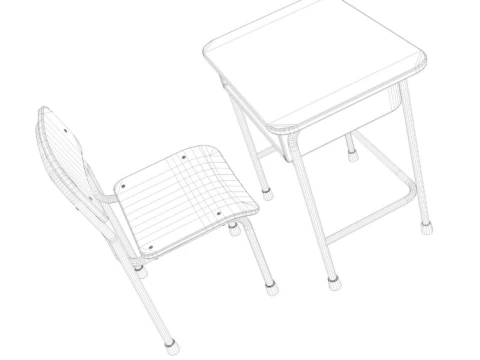 School Desk collection 3D Model