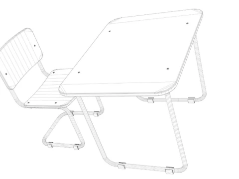 School Desk collection 3D Model