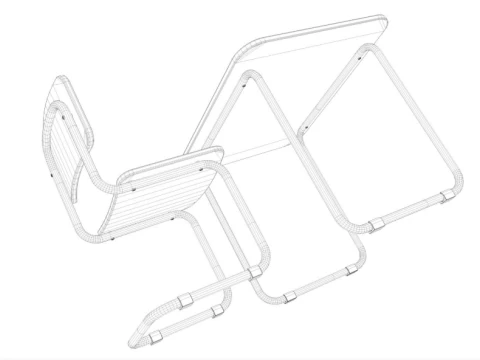 School Desk collection 3D Model