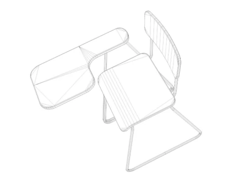 School Desk collection 3D Model