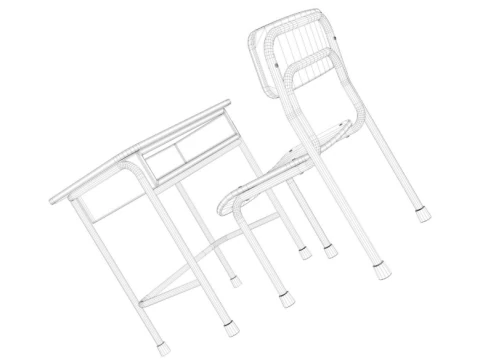 School Desk collection 3D Model