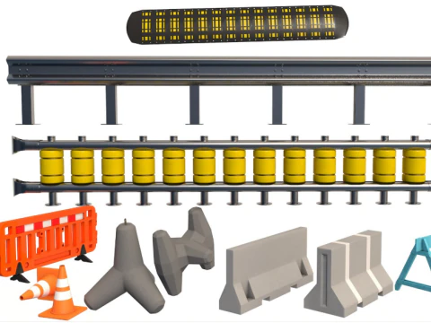 Road Barriers Collection 3D Model