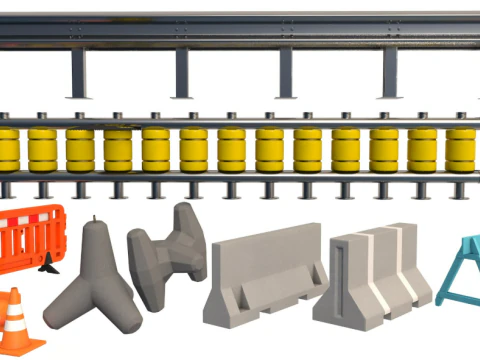 Kolekcja barier drogowych Model 3D