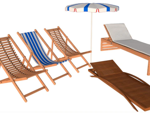 समुद्र तट कुर्सी सेट 3D मॉडल