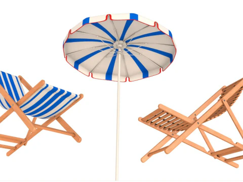 Beach chair Set 3D Model