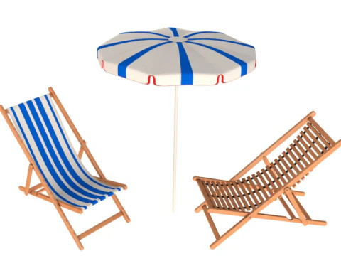 Beach chair Set 3D Model