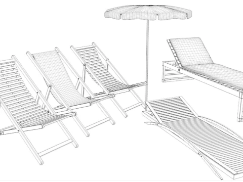 Beach chair Set 3D Model