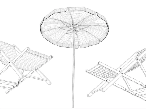 Beach chair Set 3D Model