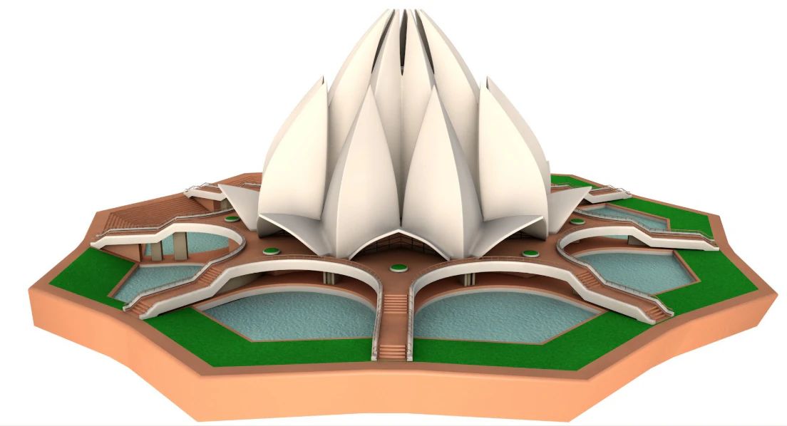 Lotus Temple 3D Model .c4d .max .obj .3ds .fbx .stl .blend 