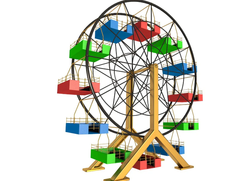 Ferris Wheel Colorful 3D Model .c4d .max .obj .3ds .fbx .stl .blend 