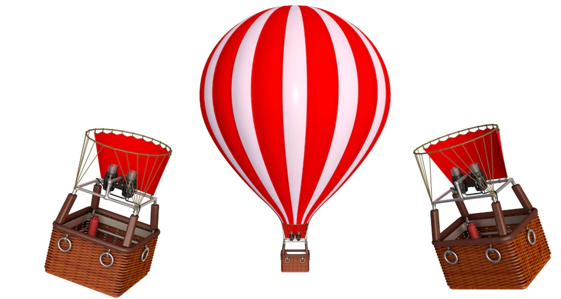 Colorful Hot Air Balloon 3D Model .c4d .max .obj .3ds .fbx .stl .blend 
