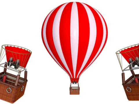 Renkli Sıcak Hava Balonu 3D Model