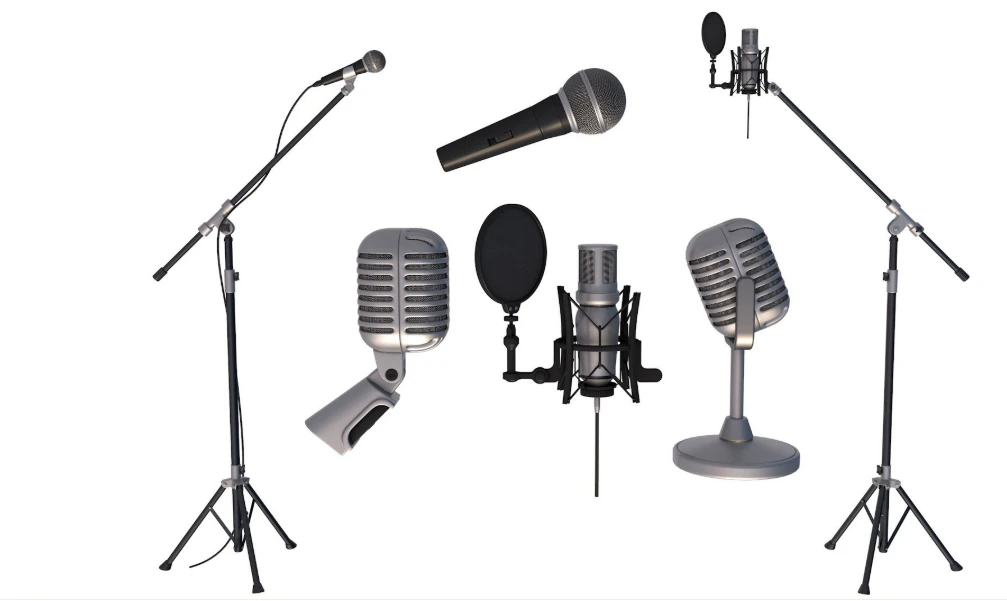 Microphone collection 2 3D Model .c4d .max .obj .3ds .fbx .stl .blend 