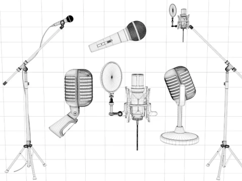 Microphone collection 2 3D Model