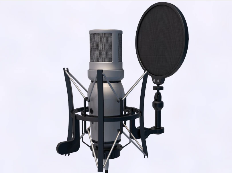 Studio Microphone 3D Model .c4d .max .obj .3ds .fbx .stl .blend 