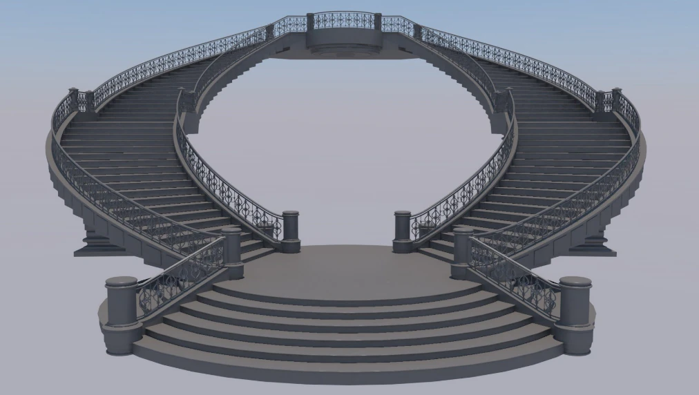 Palace staircase 3D Model .c4d .max .obj .3ds .fbx .stl .blend 
