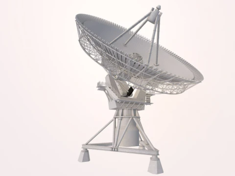 Antena satelital grande con rotaci&oacute;n e inclinaci&oacute;n montada Modelo 3D