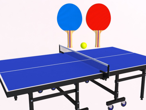 Tennis Table AND Tennis Paddles 3D 模型