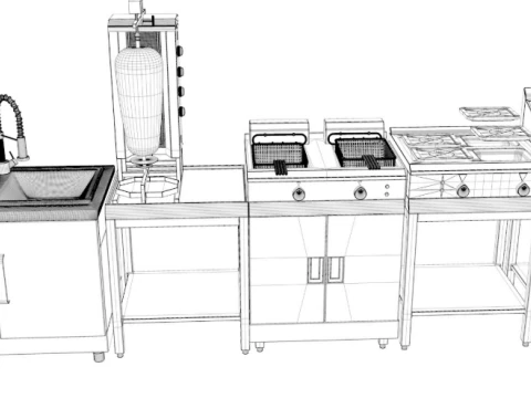 Commercial Kitchen Appliances Collection 3D Model
