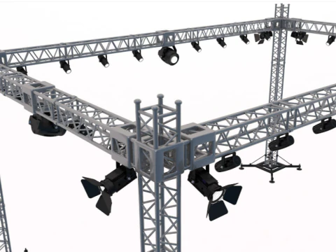 Stage Truss With Lights 3D Model