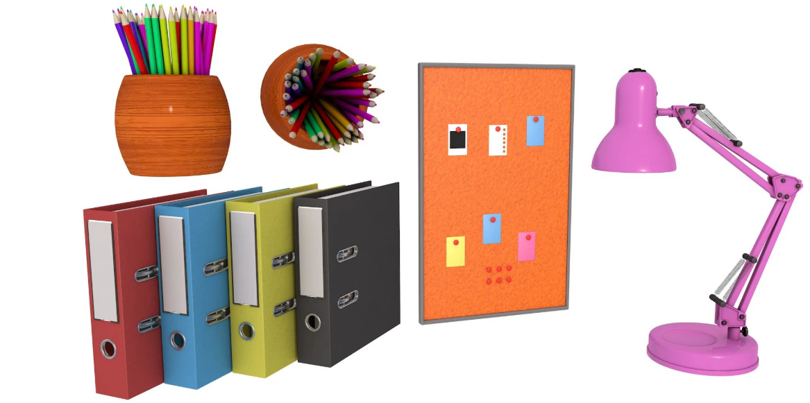 Office Supplies Collection 3D Model .c4d .max .obj .3ds .fbx .stl .blend