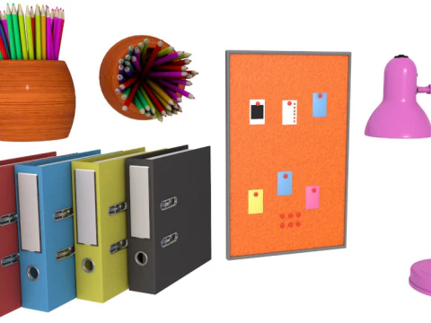 Collezione di forniture per ufficio Modello 3D