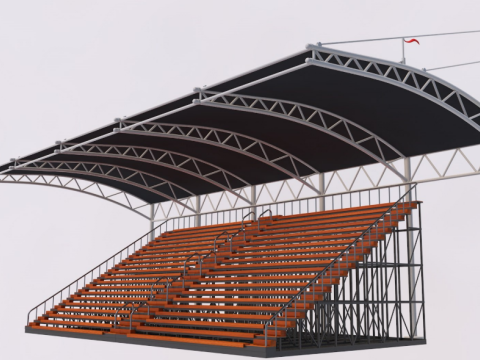 Bleacher With Canopy Shade 3Dモデル