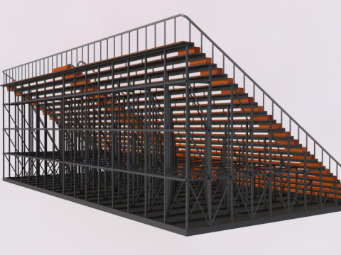 Bleacher With Canopy Shade 3D Model