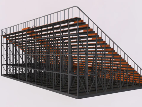 Bleacher With Canopy Shade 3D Model