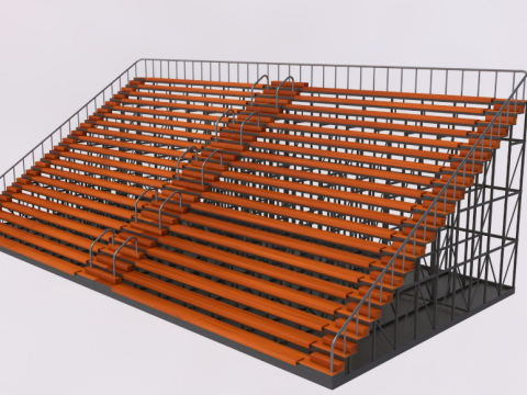 Bleacher With Canopy Shade 3D Model