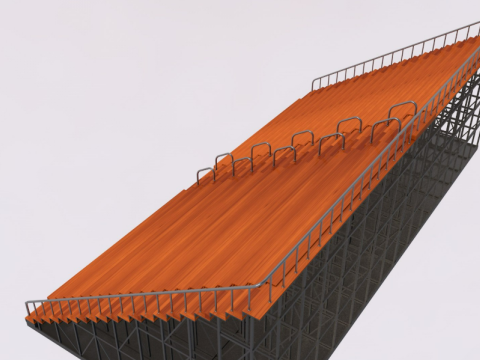 Bleacher With Canopy Shade 3D Model