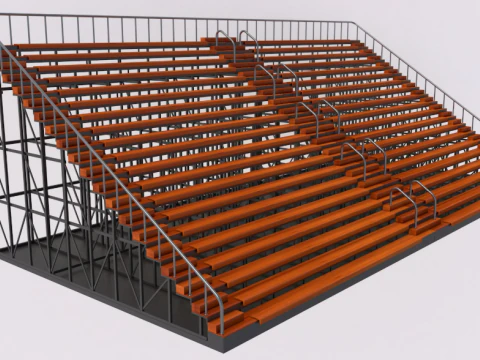 Bleacher With Canopy Shade 3D Model