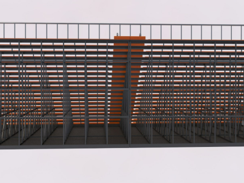 Bleacher With Canopy Shade 3D Model
