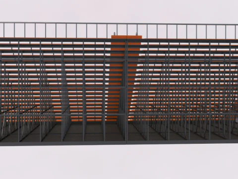 Bleacher With Canopy Shade 3D Model
