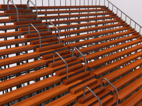 Bleacher With Canopy Shade 3D Model