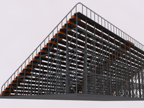 Bleacher With Canopy Shade 3D Model
