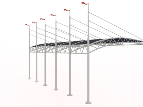 Bleacher With Canopy Shade 3D Model