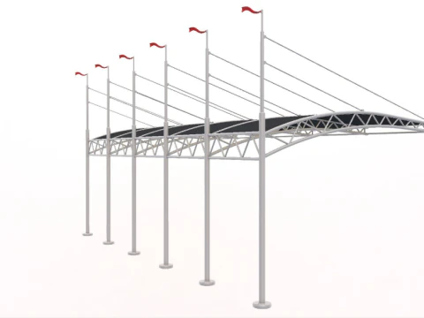 Bleacher With Canopy Shade 3D Model